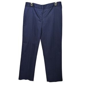 Talbots Signature Fit Navy Polka Dot Straight Leg Ankle Pants Women's 8